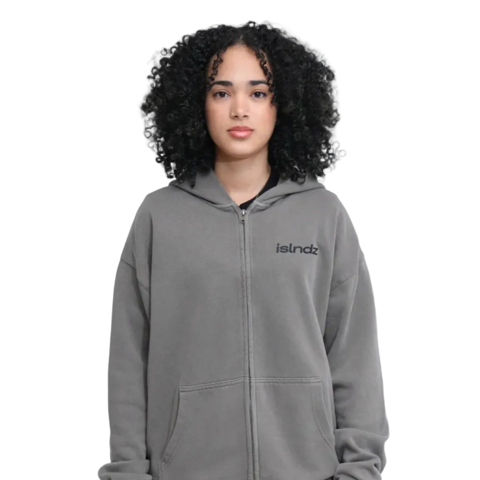 ISLNDZ Relaxed Zip Hoodie - Faded Gray
