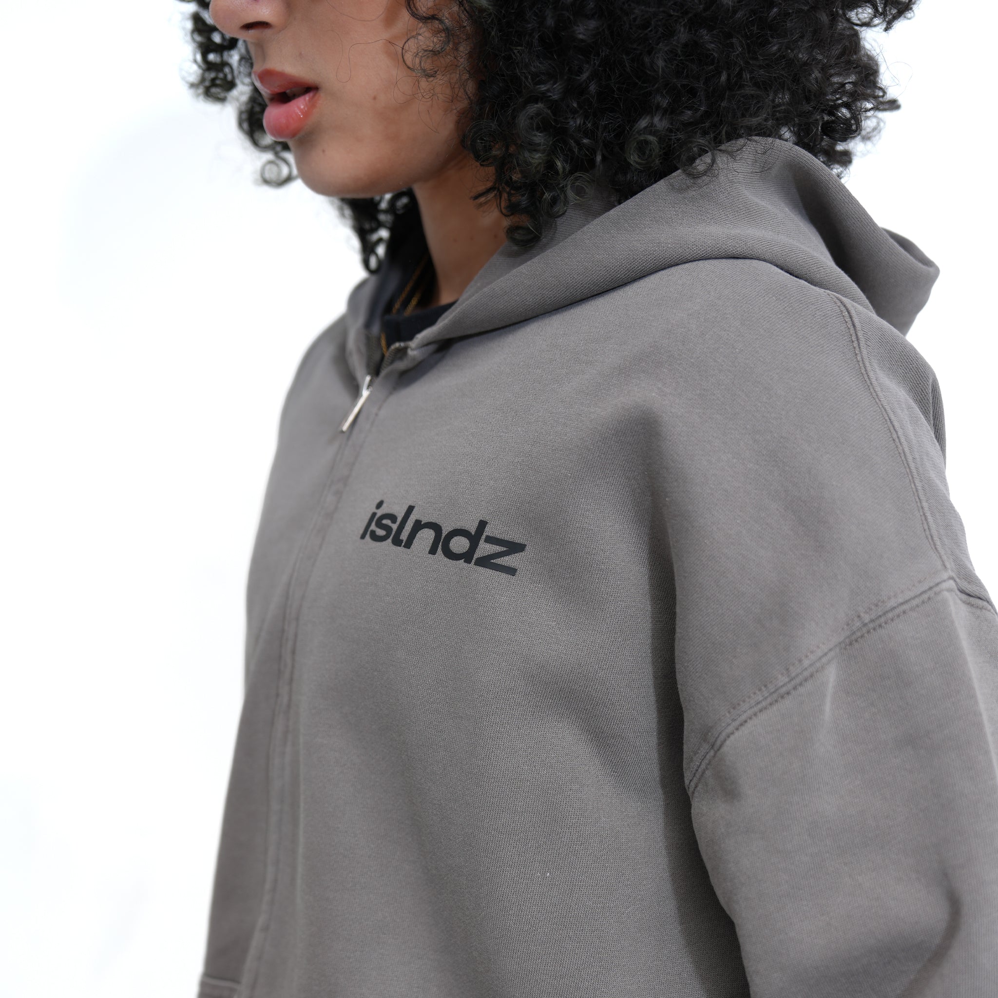 ISLNDZ Relaxed Zip Hoodie - Faded Gray